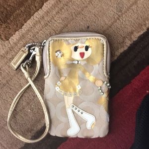 Authentic coach goldy Wristlet